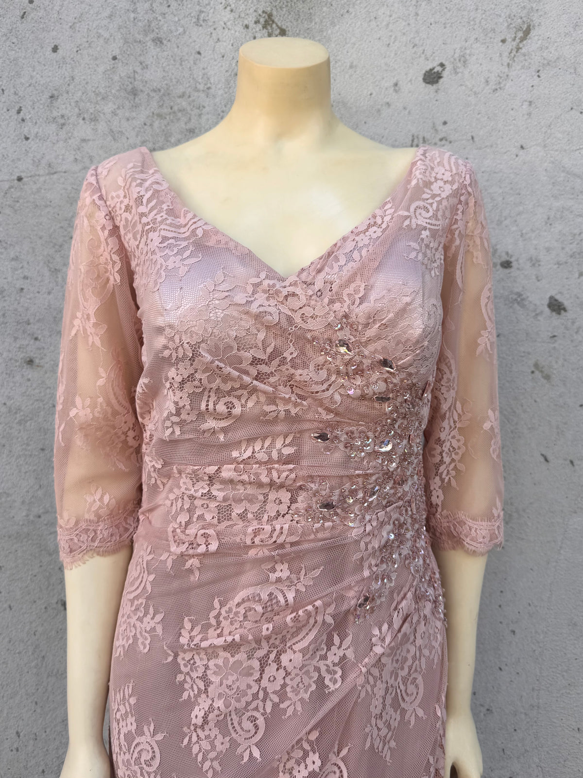 Blush Pink Lace Mother of Bride Wedding Dress