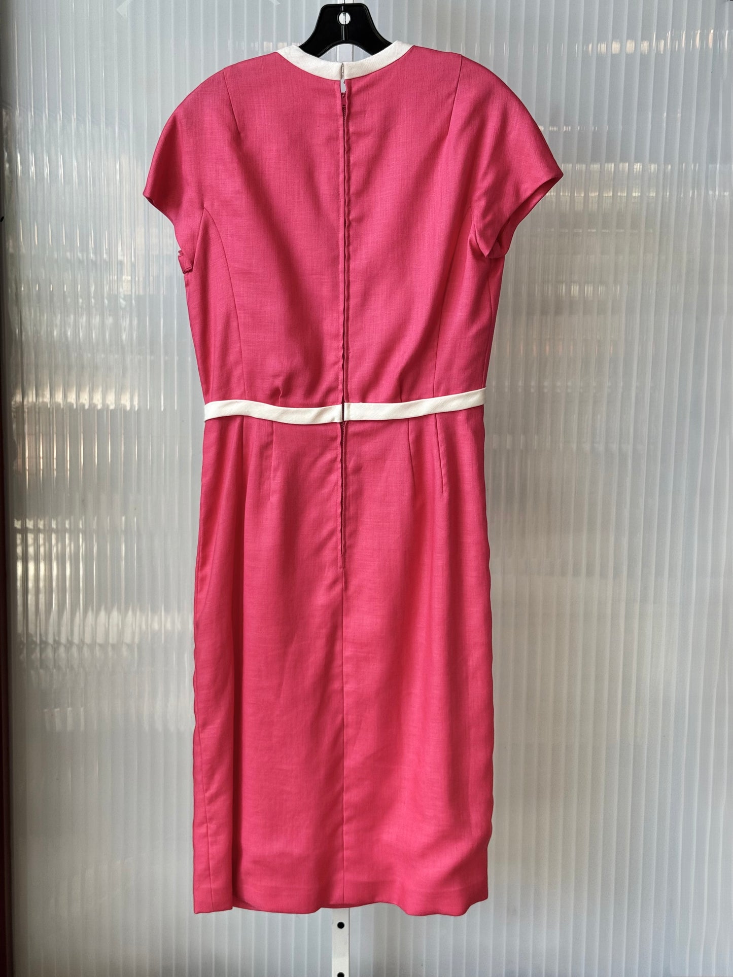 1960s Bright Pink Dress w/ White Trim & Bow