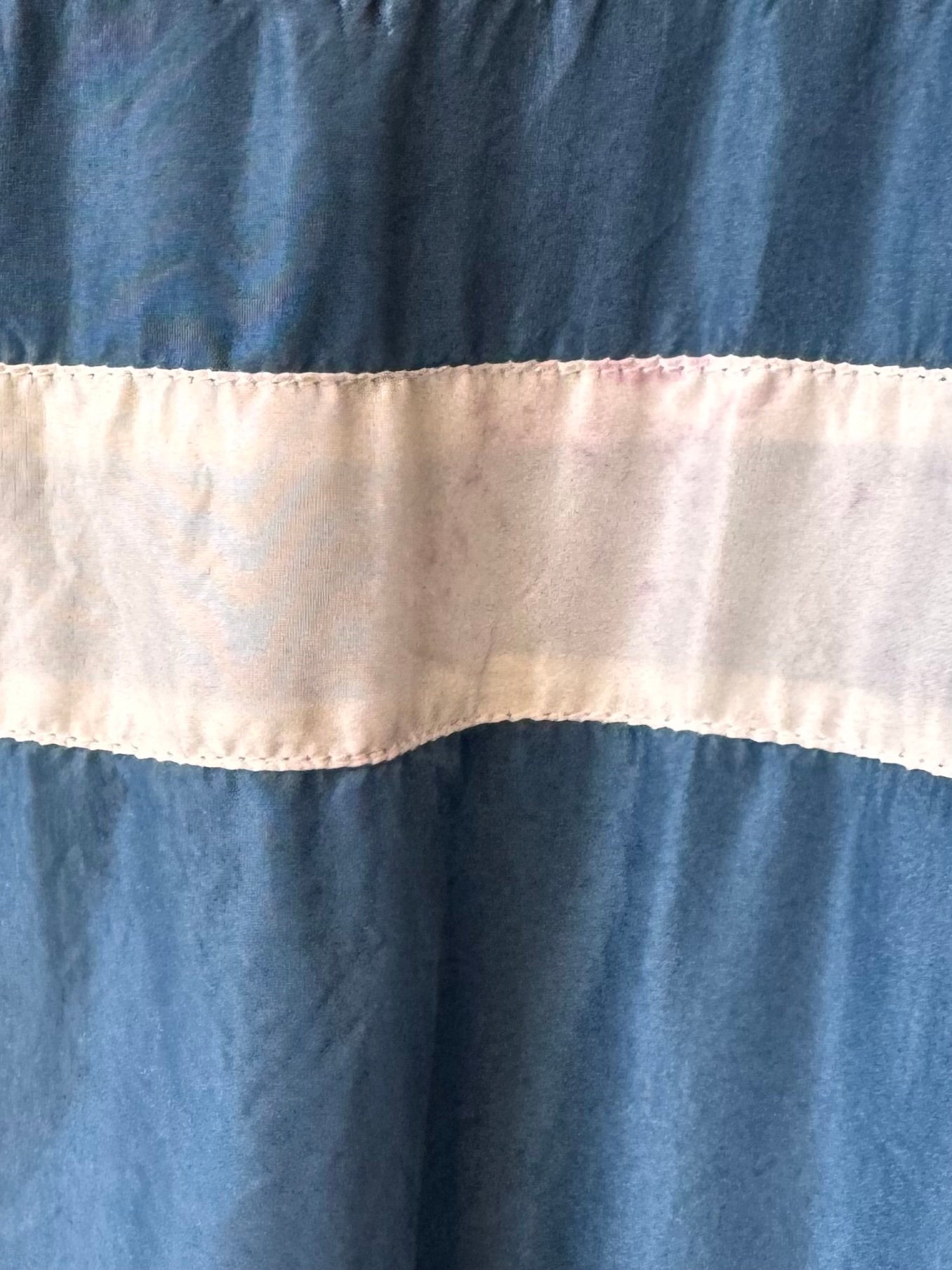 1980s Dior 100% Silk Blue & Gray Striped Collared Shirt