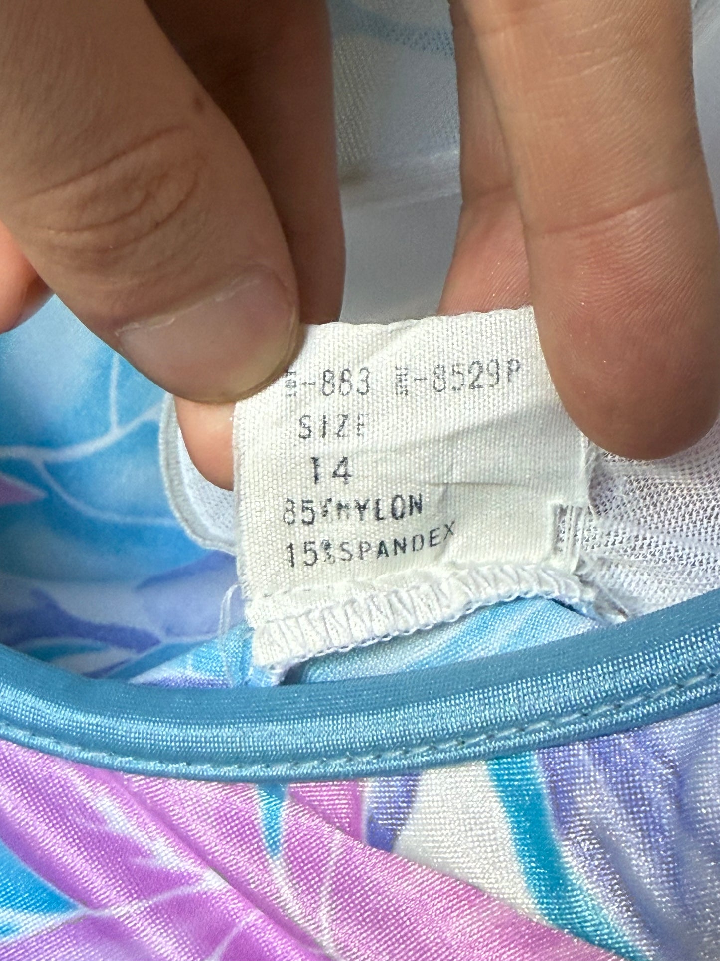 1980s Pastel Floral One-Piece Swimsuit