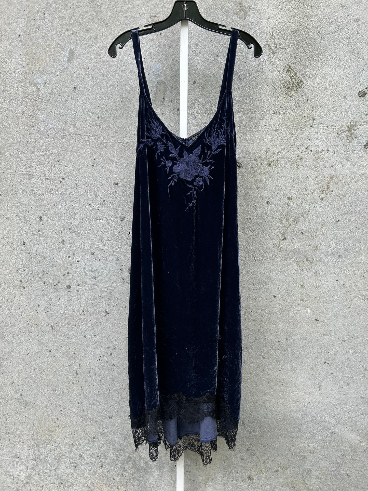 Johnny Was Jade Blue Velvet Slip Dress
