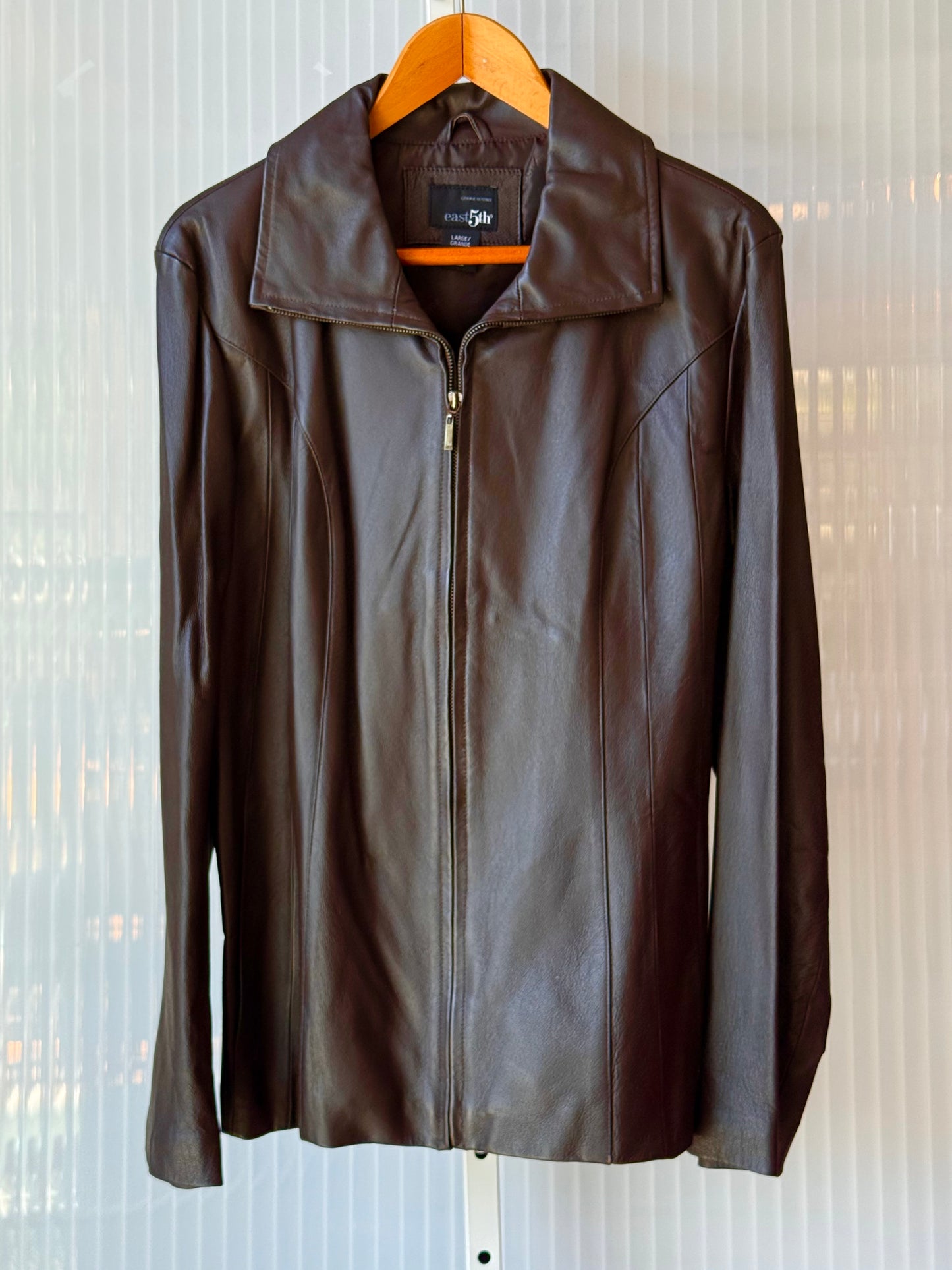 1990s Brown East 5th Leather Zip-Up Jacket