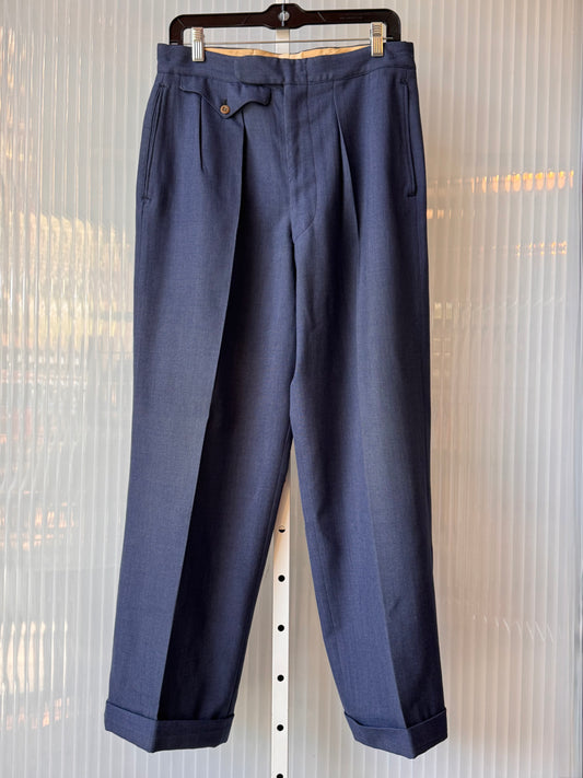 1950s Navy Blue Pleated Trousers