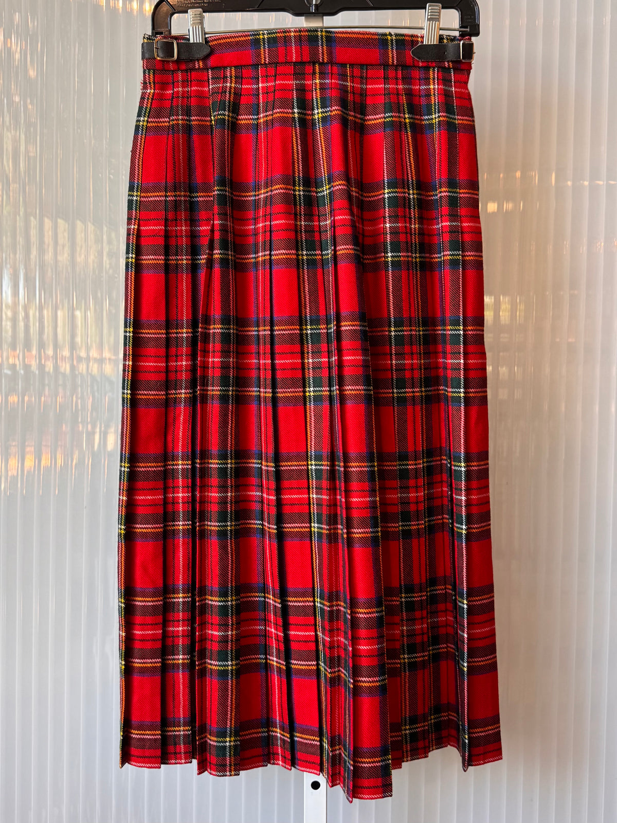 1990s Deadstock Red Tartan Wool Kilt