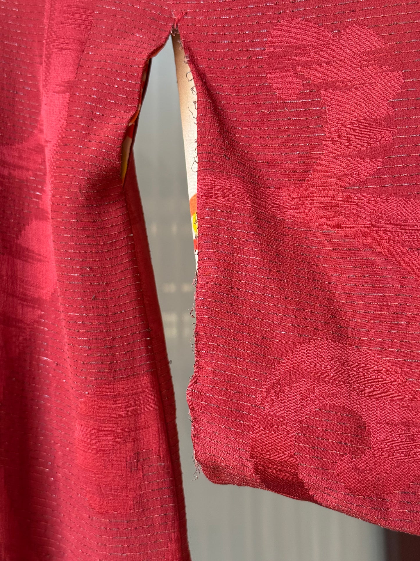 Deep Red Haori w/ Cream & Orange Lining