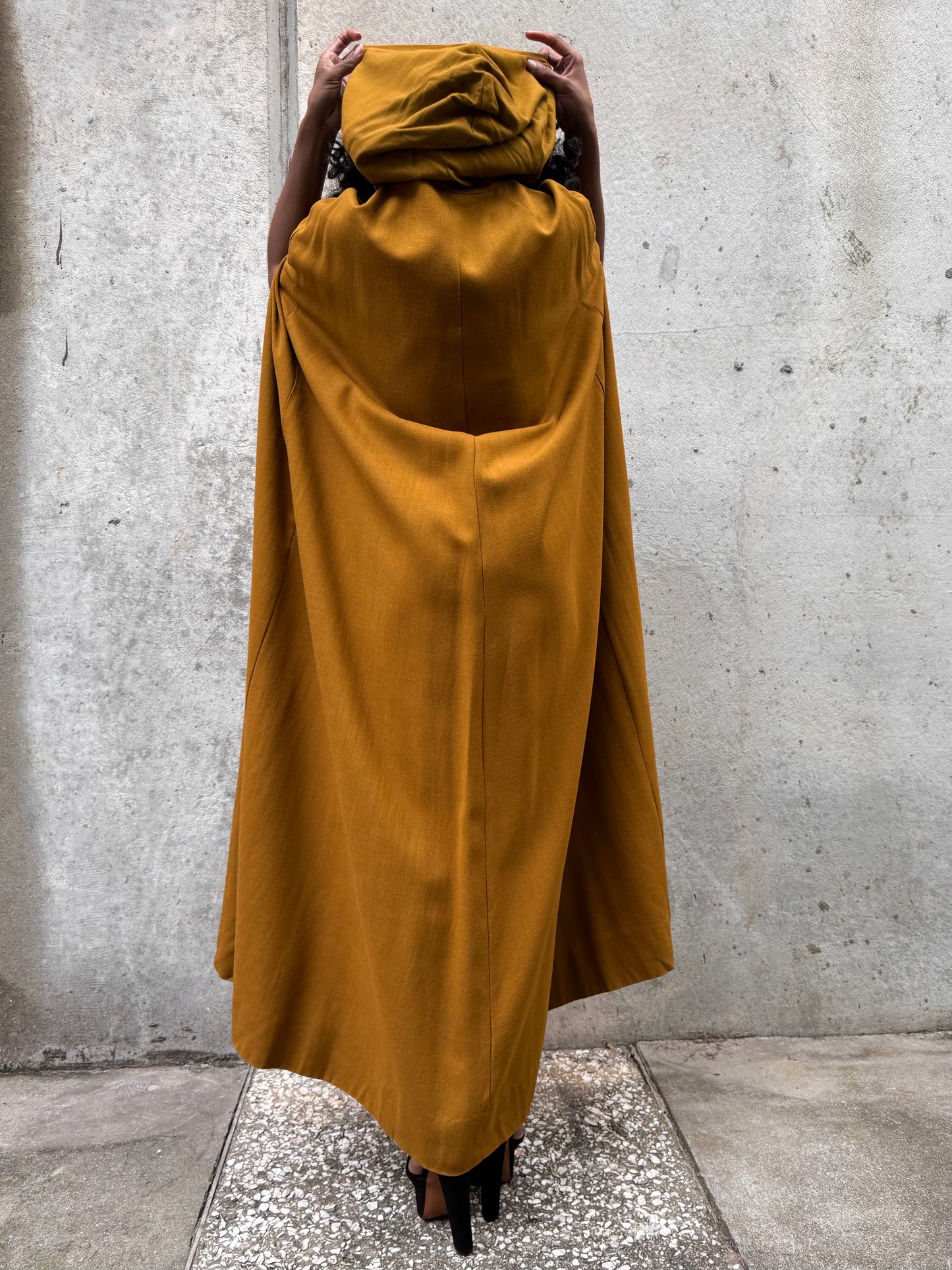 Khaki Brown Hooded Poncho