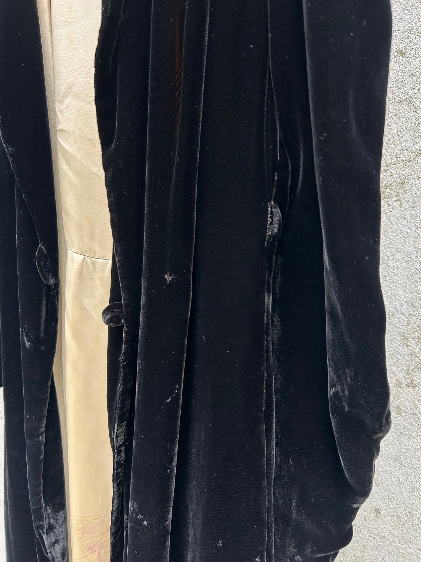 1950s Black Velvet Long Opera Coat