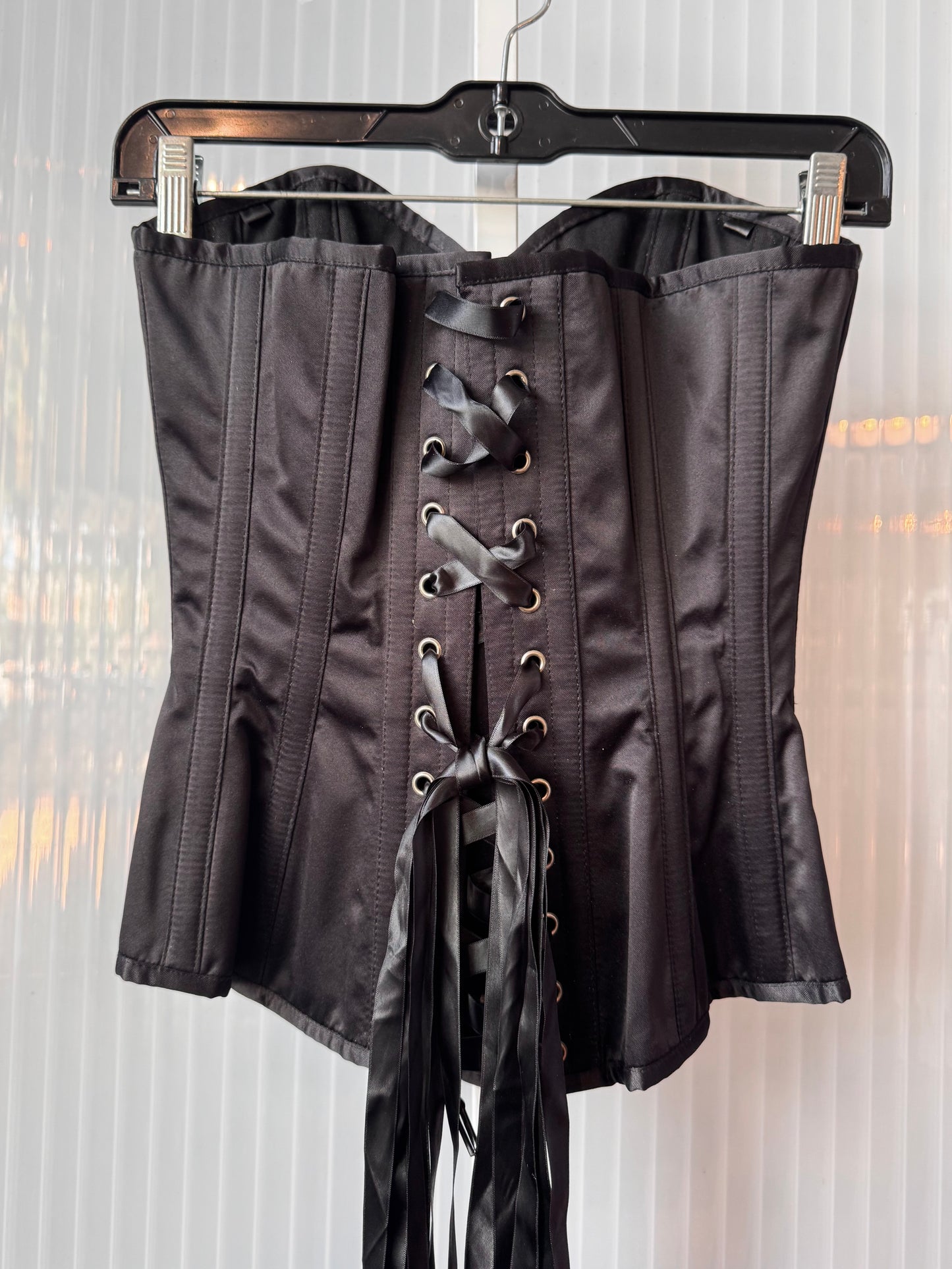 Corset Story Black & Pink Satin & Lace Overbust Corset