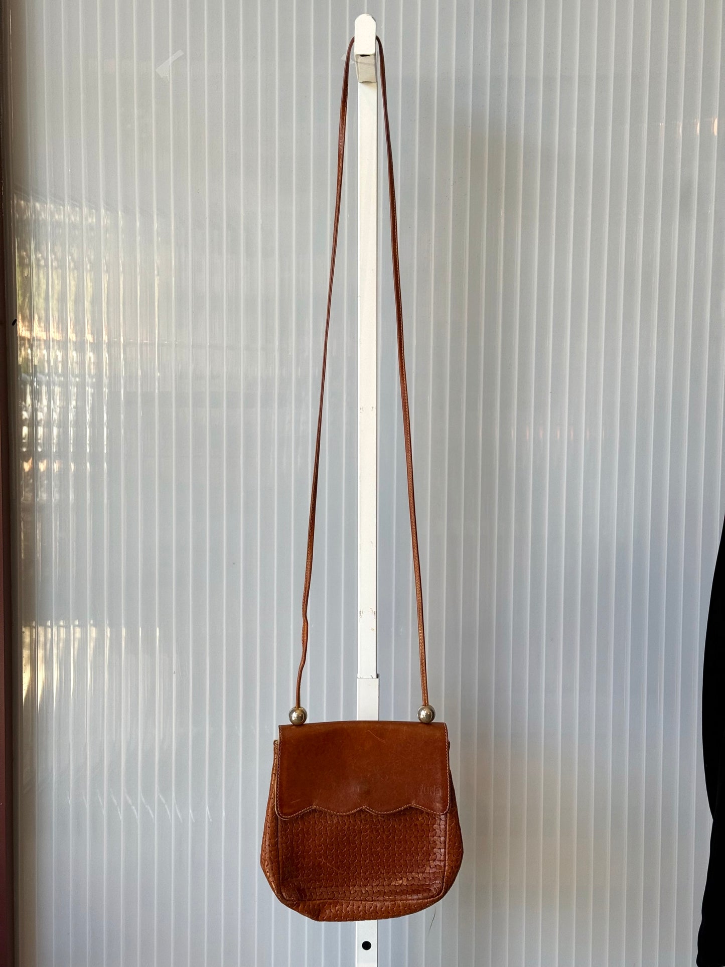 Furla Brown Leather Woven Bag
