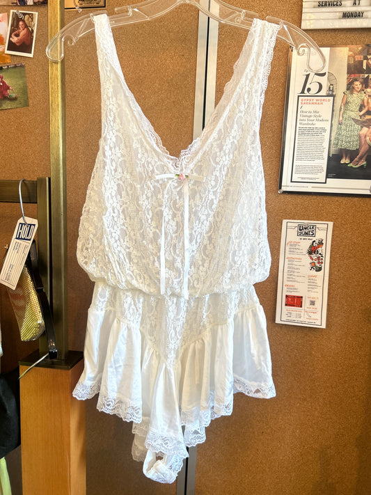 1980s Tosca White Lace Teddy