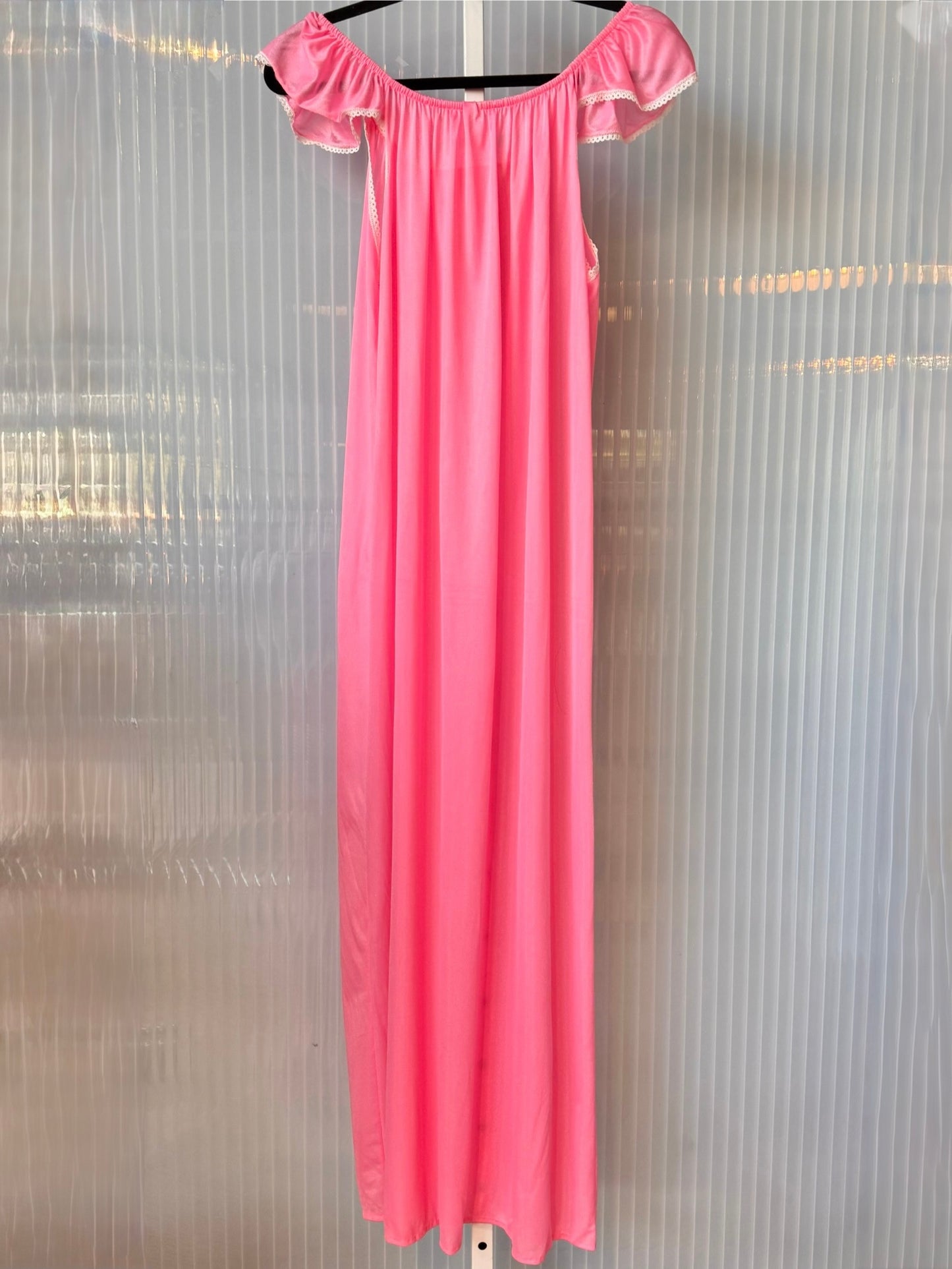 Pink Night Gown with White Lace