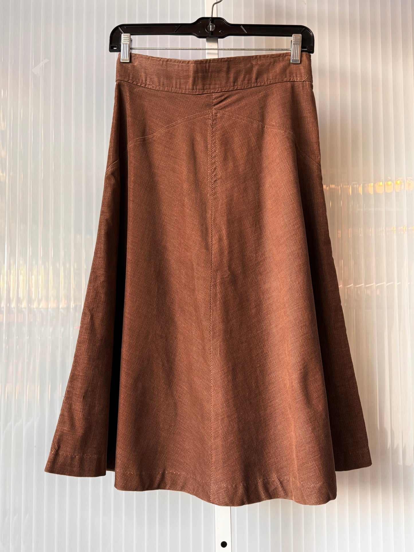 1970s Mocha Brown Corduroy A-Line Skirt