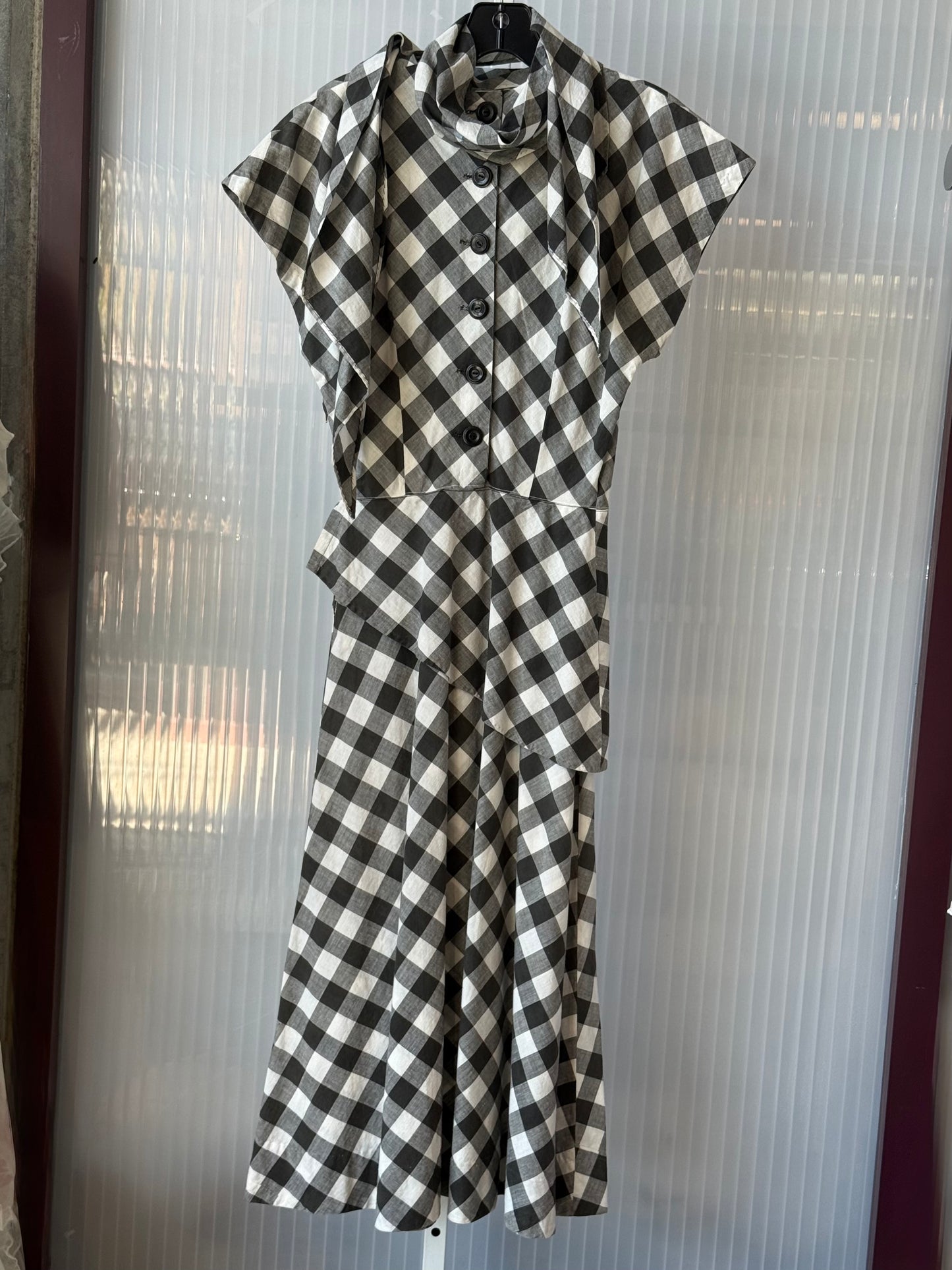 1970s Black & White Gingham Dress