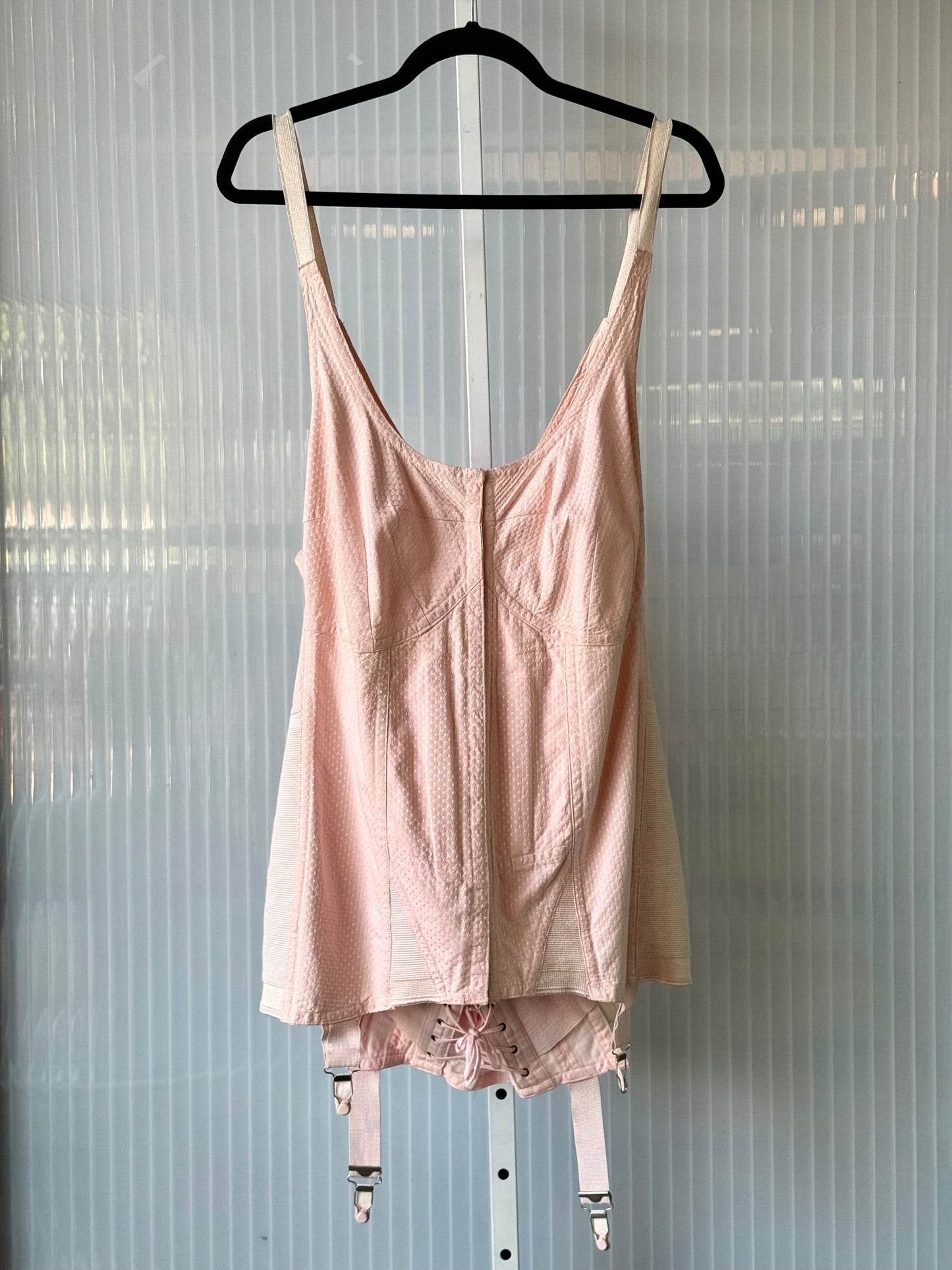 1940s Pink Corset Shapewear w/ Garter Straps