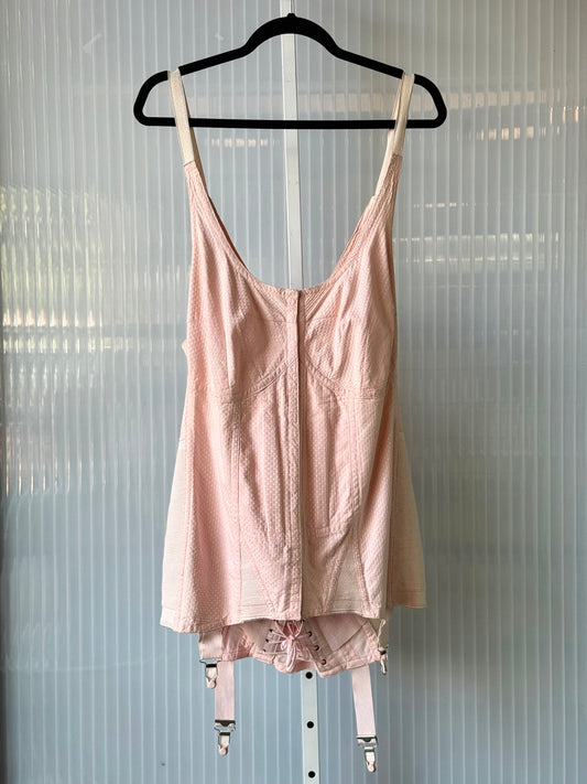 1940s Pink Corset Shapewear w/ Garter Straps