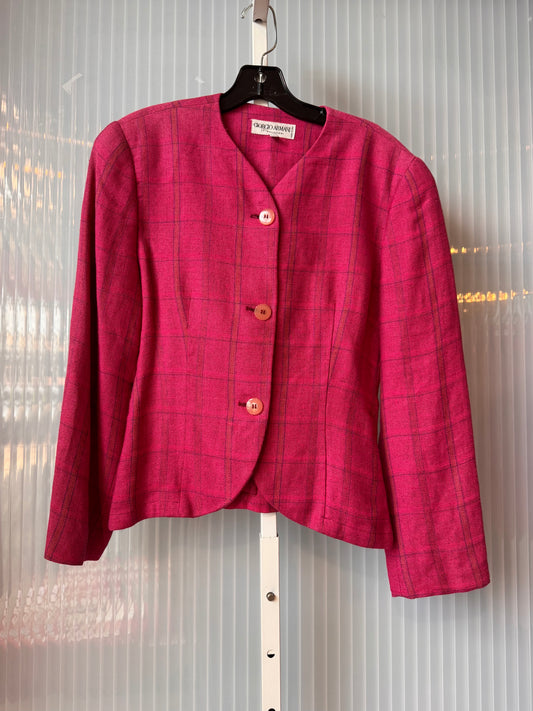 1990s Giorgio Armani Pink Plaid Twill Jacket