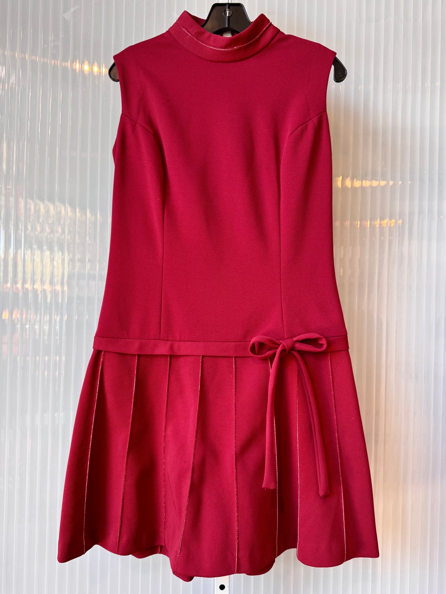 1960s Does 20s Raspberry Red Sleeveless Dress
