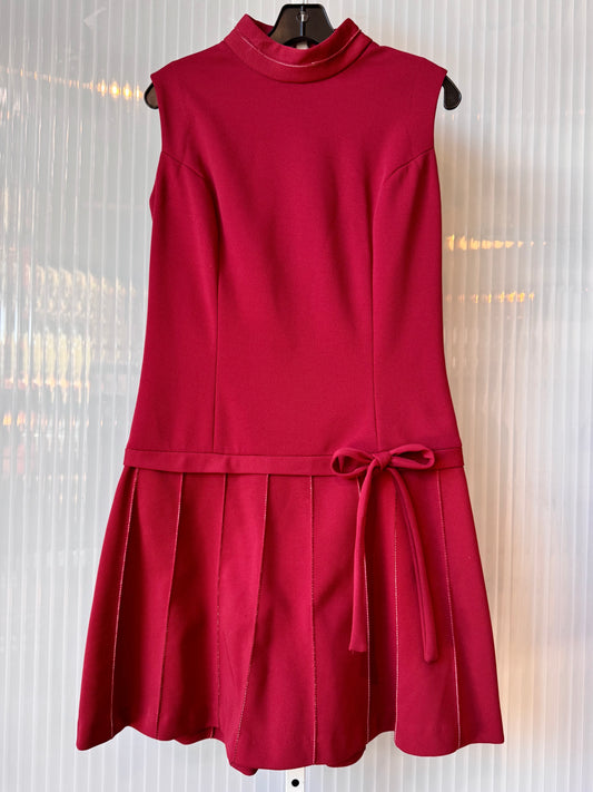 1960s Does 20s Raspberry Red Sleeveless Dress