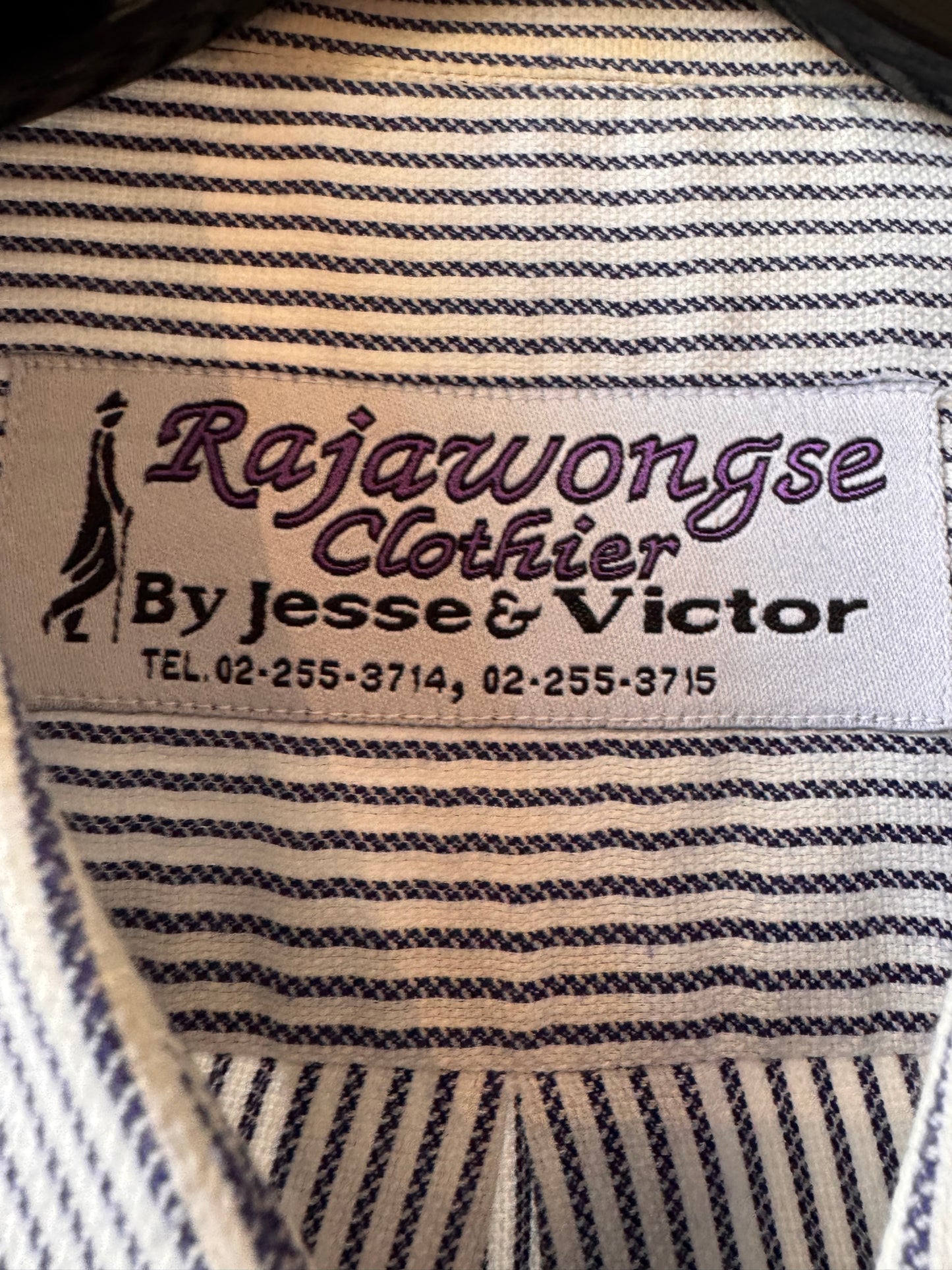 1990s Blue & White Striped Button-up Shirt