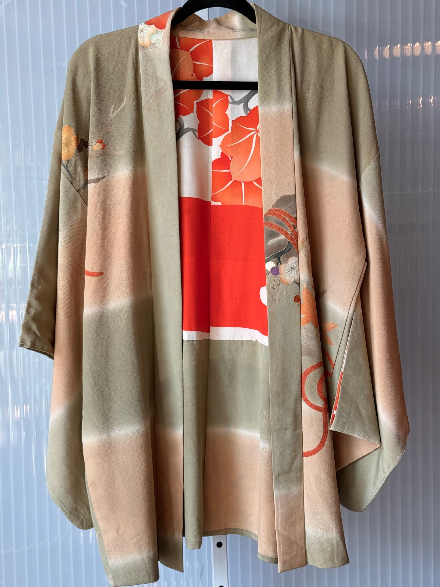 Sage & Pink Haori w/ Bright Orange Accents