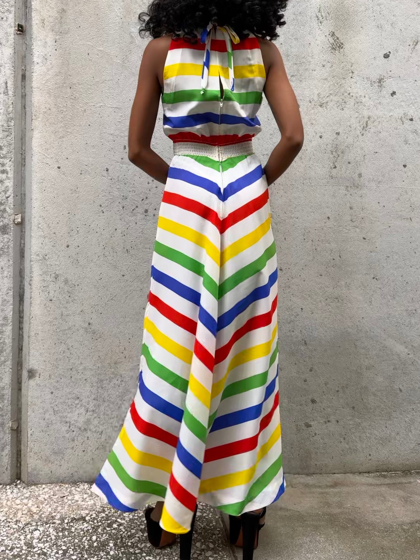 1970s Multicolor Striped Dress