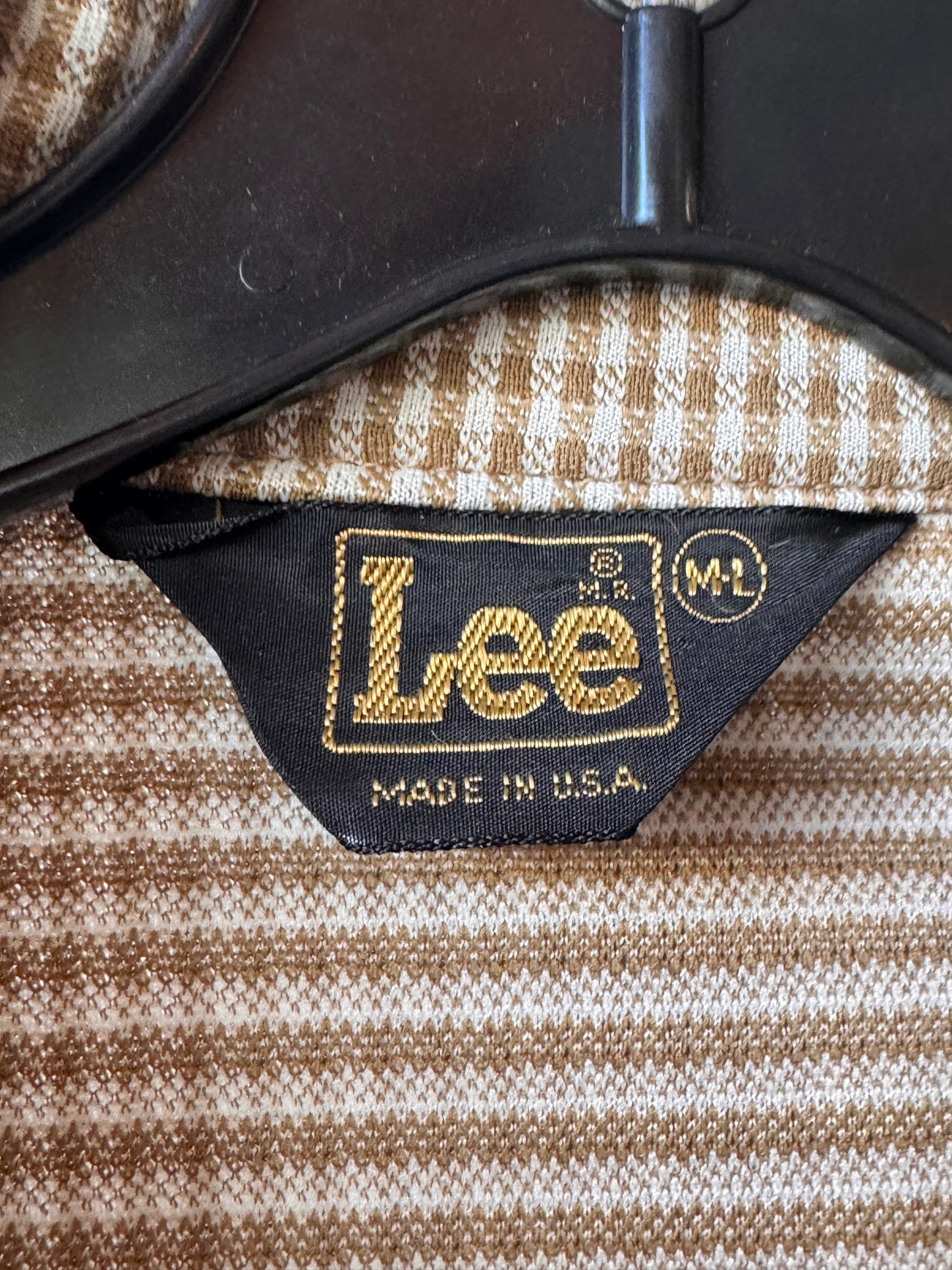 1970s Lee Cream & Tan Plaid Shacket