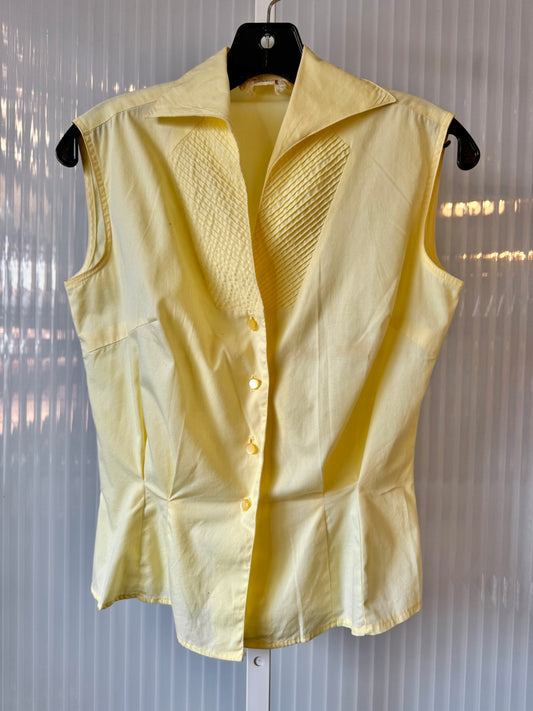 1960s Yellow Pin-tuck Blouse