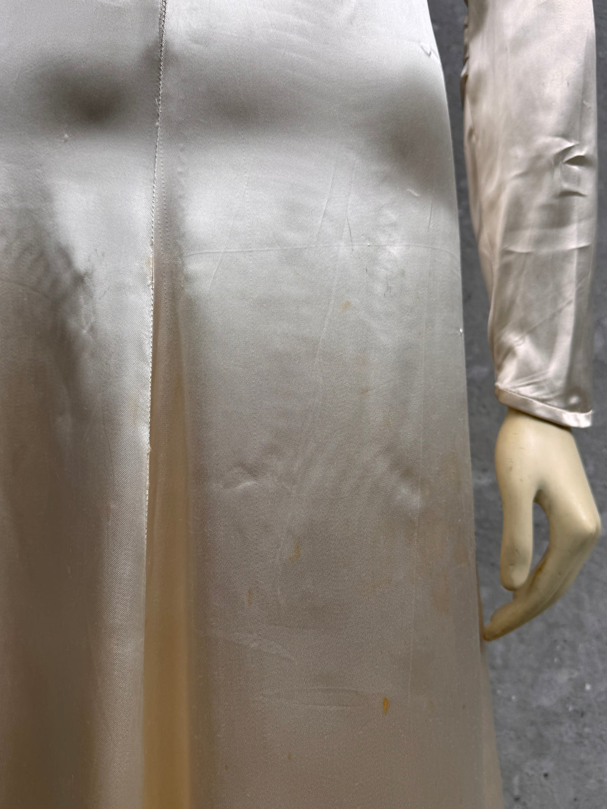 1940s Cream Liquid Satin Bias-Cut Wedding Dress