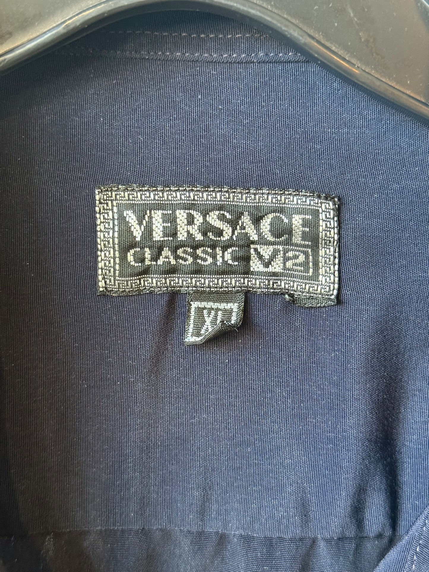 2000s Navy Versace Short Sleeve Button-Up Shirt