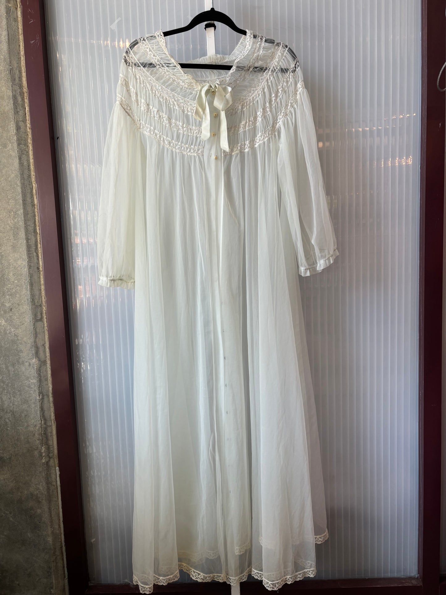 1950s Light Blue Sheer Long Peignoir