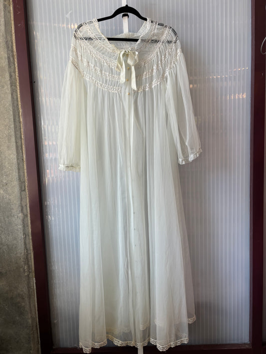 1950s Light Blue Sheer Long Peignoir