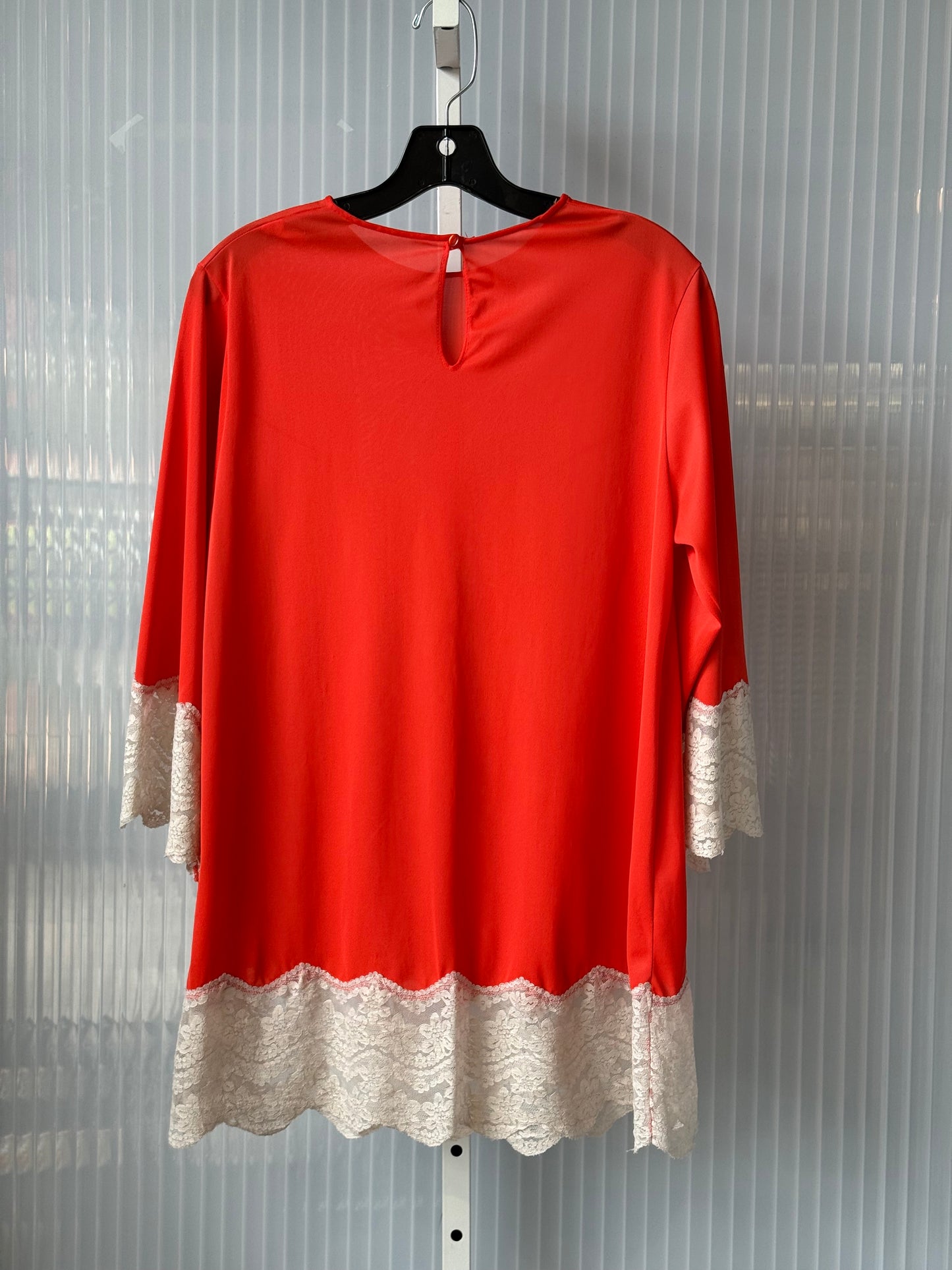 1960s Red-Orange 2-Piece Lacy Pajama Set