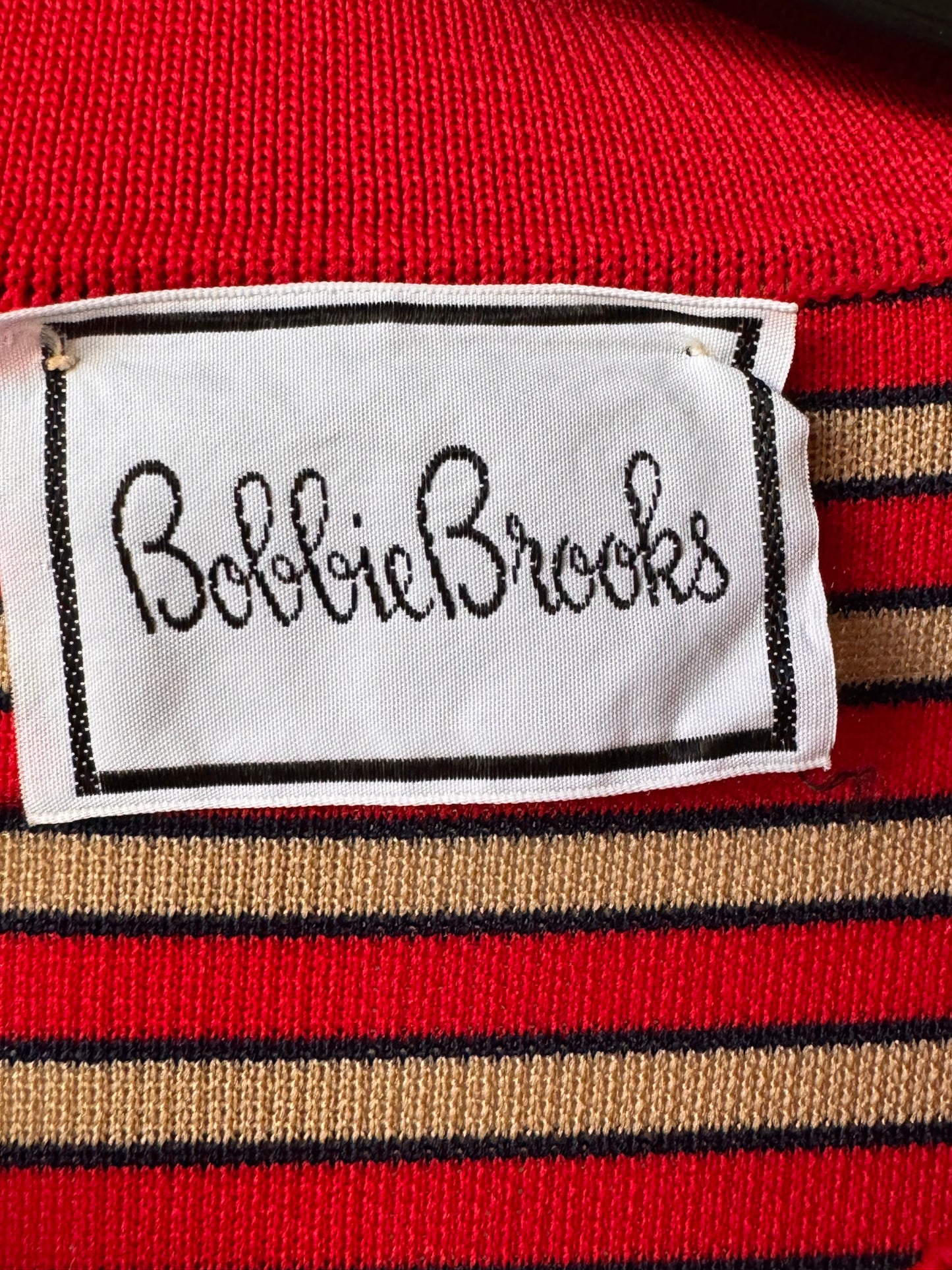 1960s Red & Gold Stripe Collared Shift Dress
