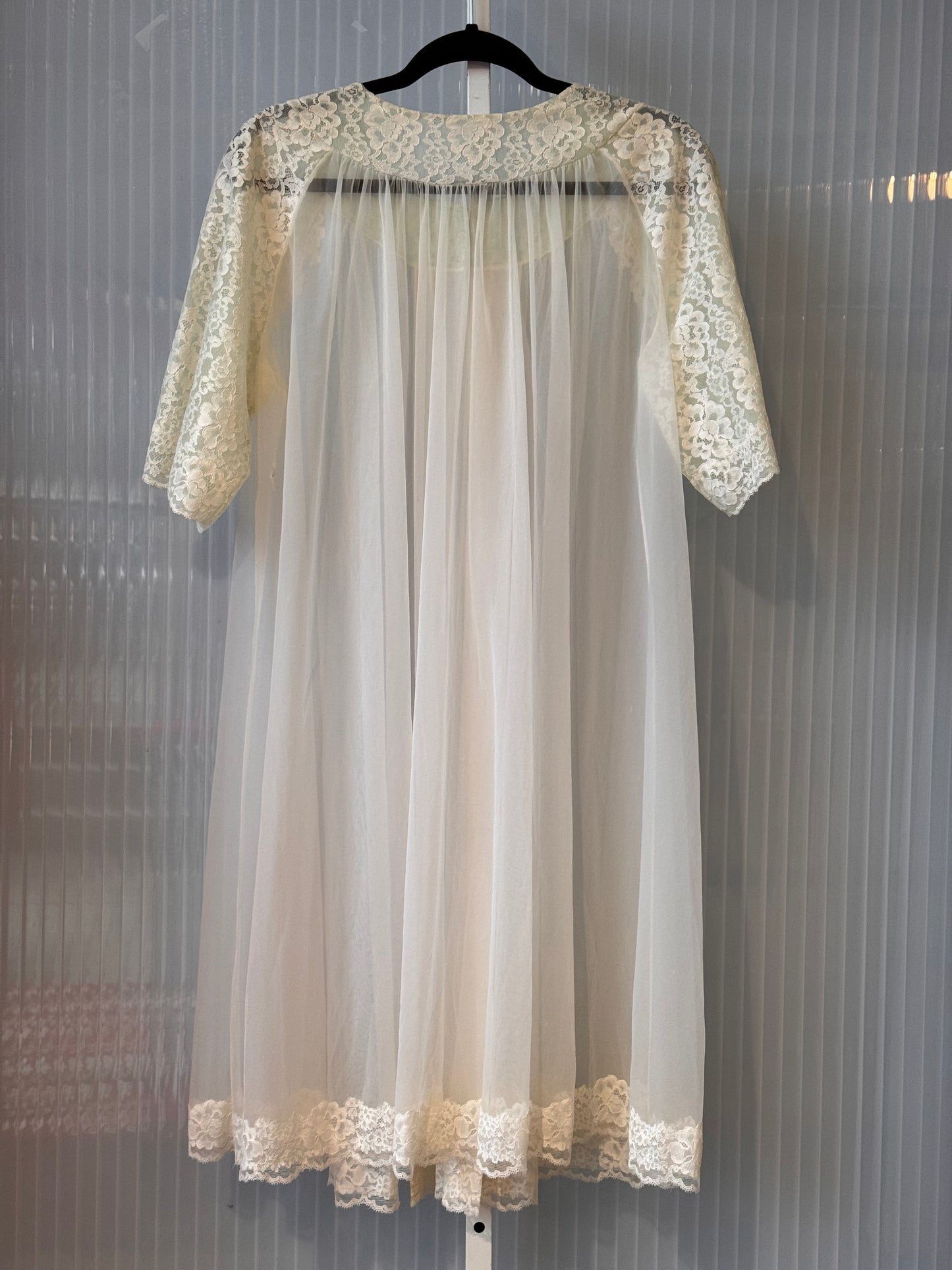 1960s Pastel Green Peignor Robe & Nightgown Set