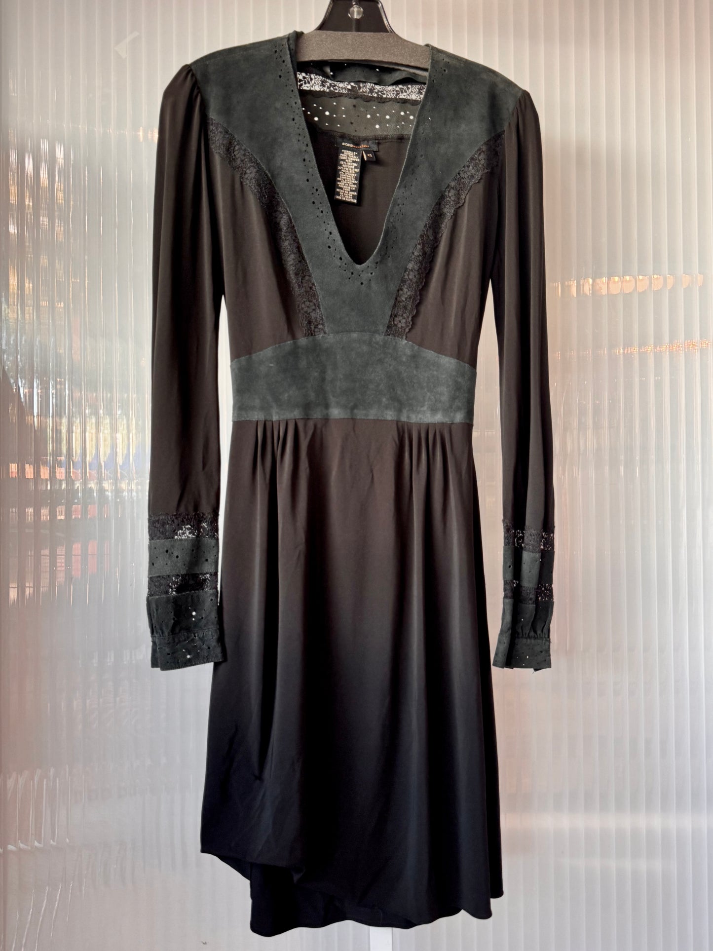 2000s Black Suede Dress