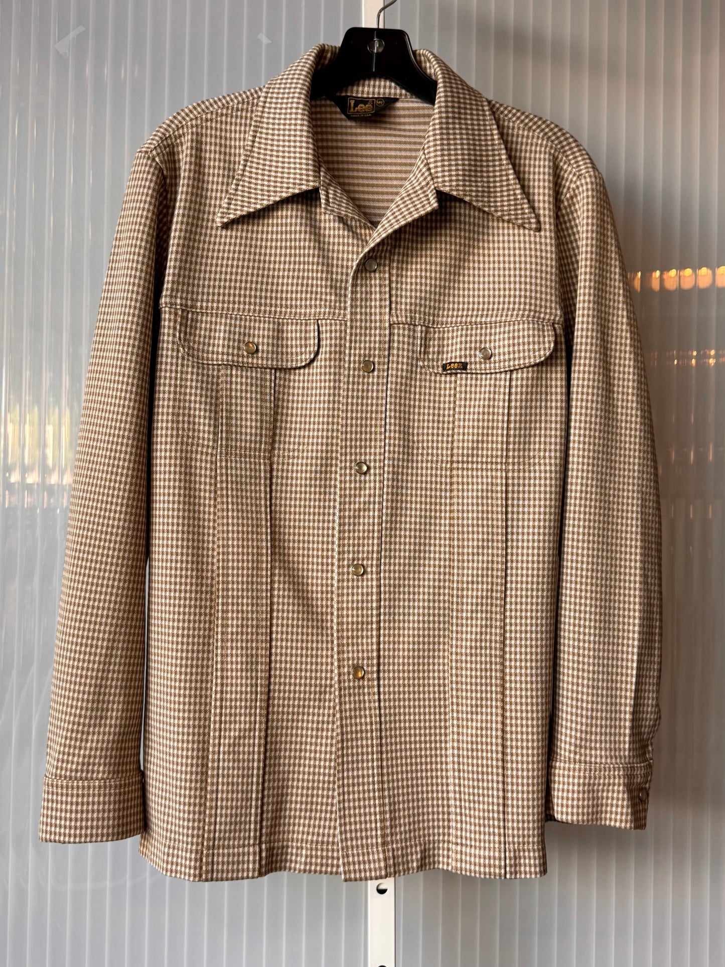 1970s Lee Cream & Tan Plaid Shacket