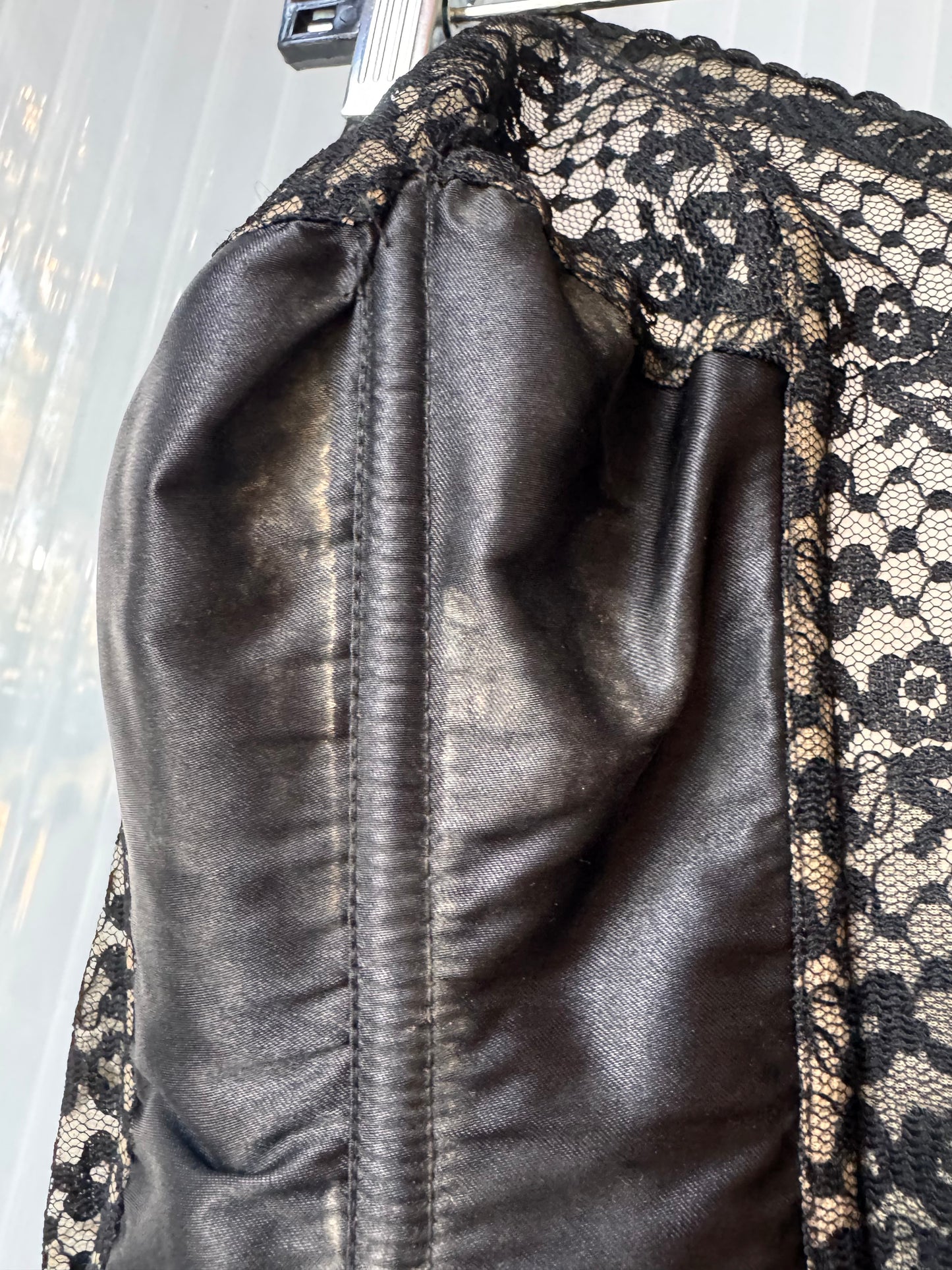 1980s Black Lace Strapless Bustier