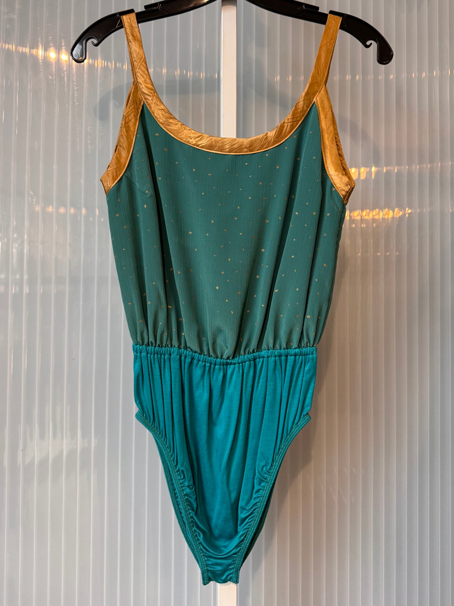 1980s Teal & Gold Bodysuit & Skirt Set