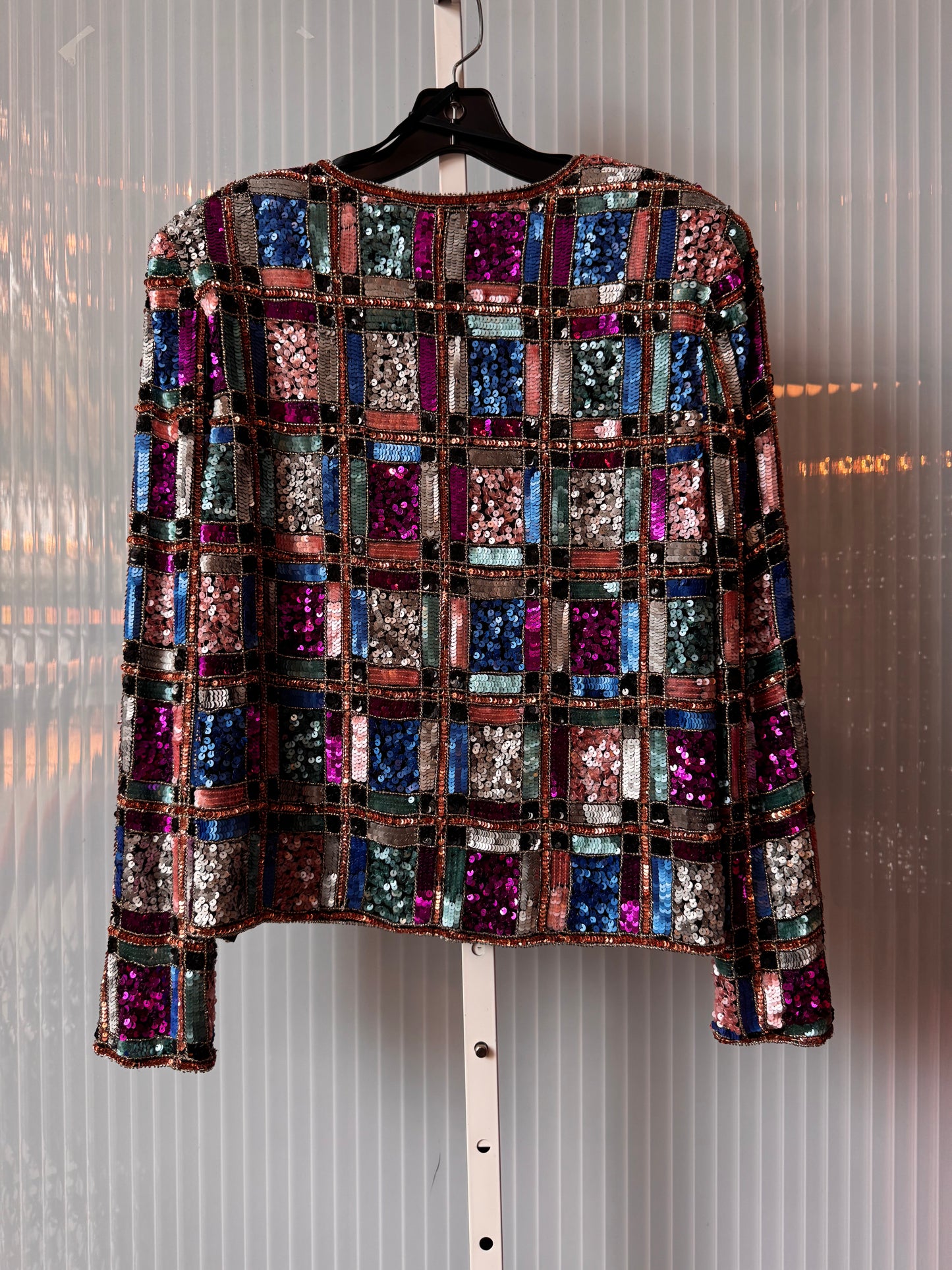 1990s Multicolor Plaid Sequin Evening Jacket