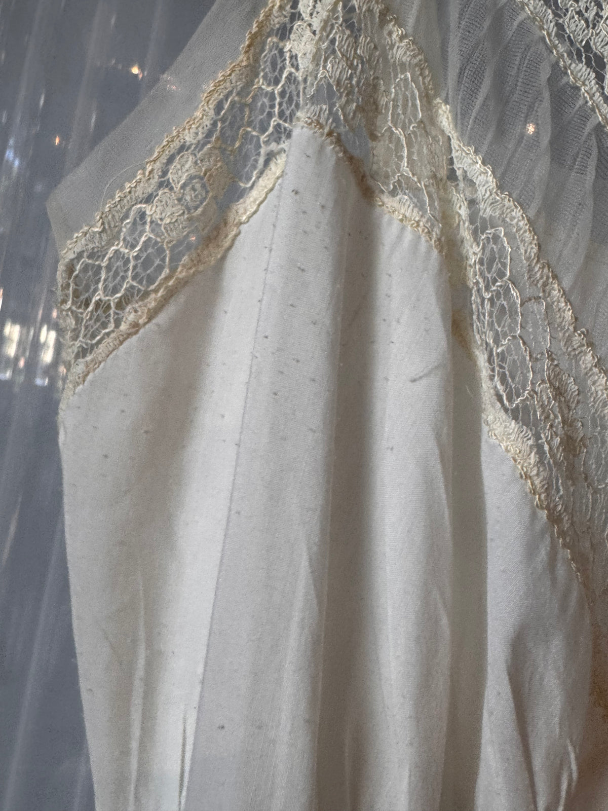 1960s Lacy White Slip with Gathered Hem