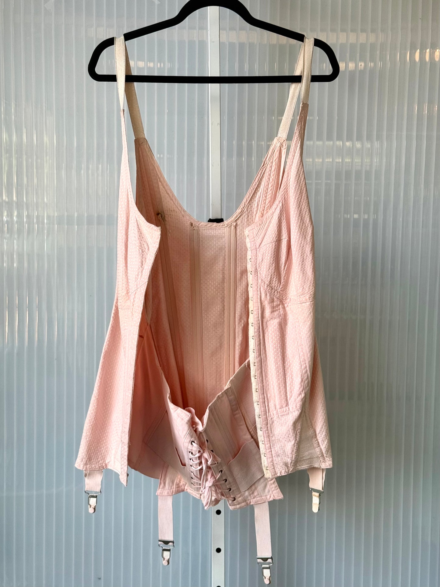 1940s Pink Corset Shapewear w/ Garter Straps