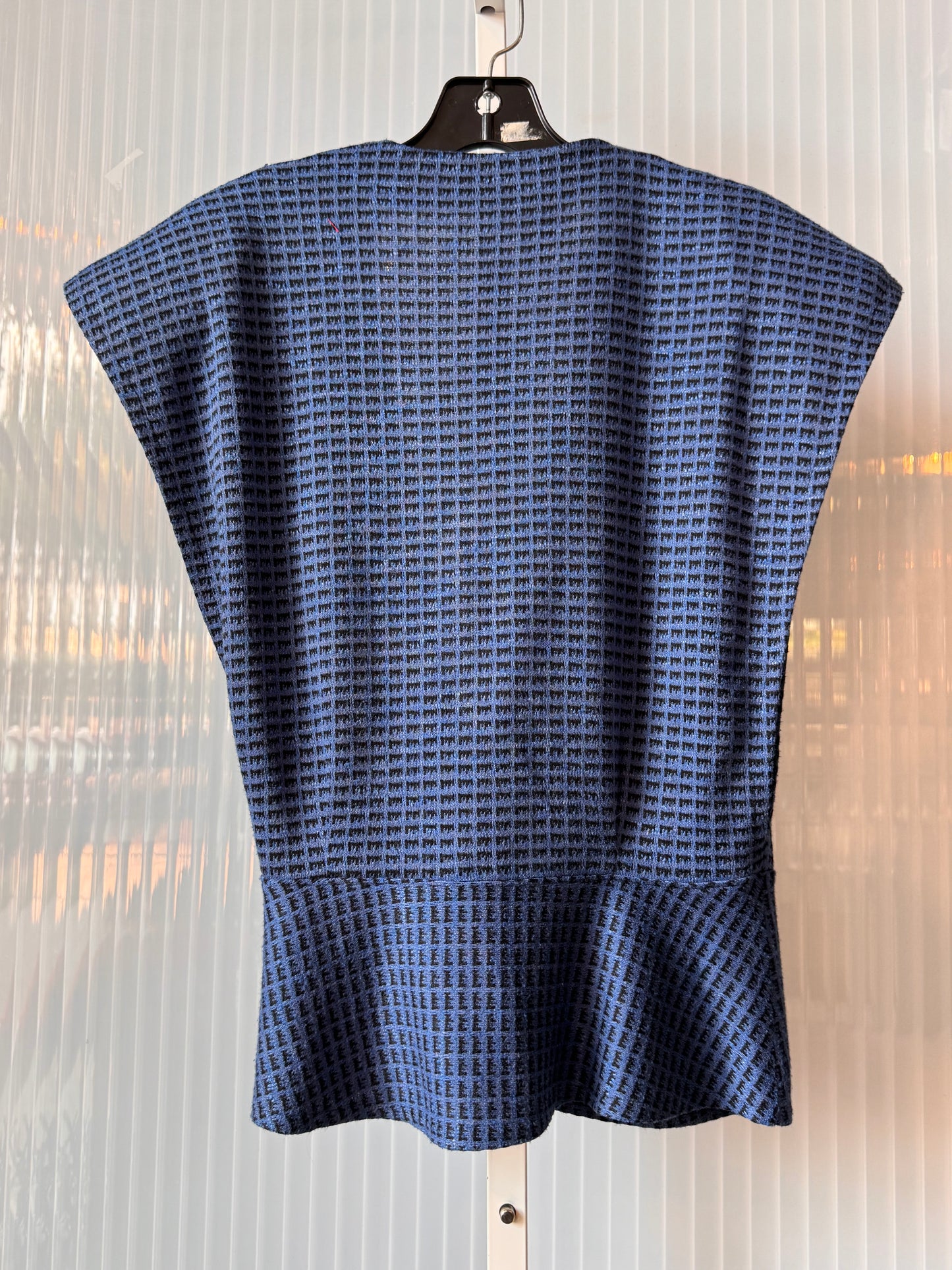 1980s Blue & Black Wrap Top