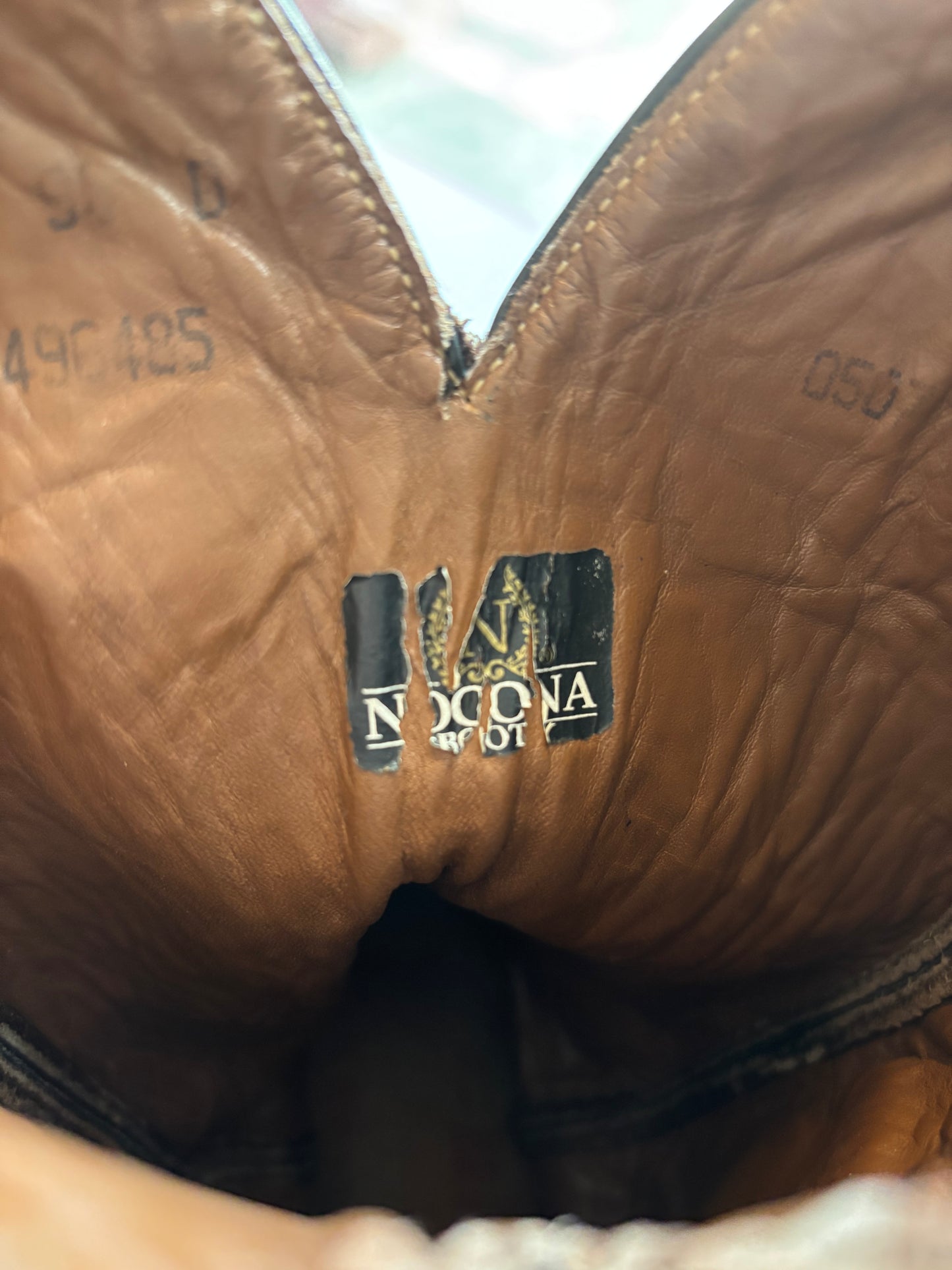 Nocona Brown Faux Ostrich Leather Cowboy Boots 9D