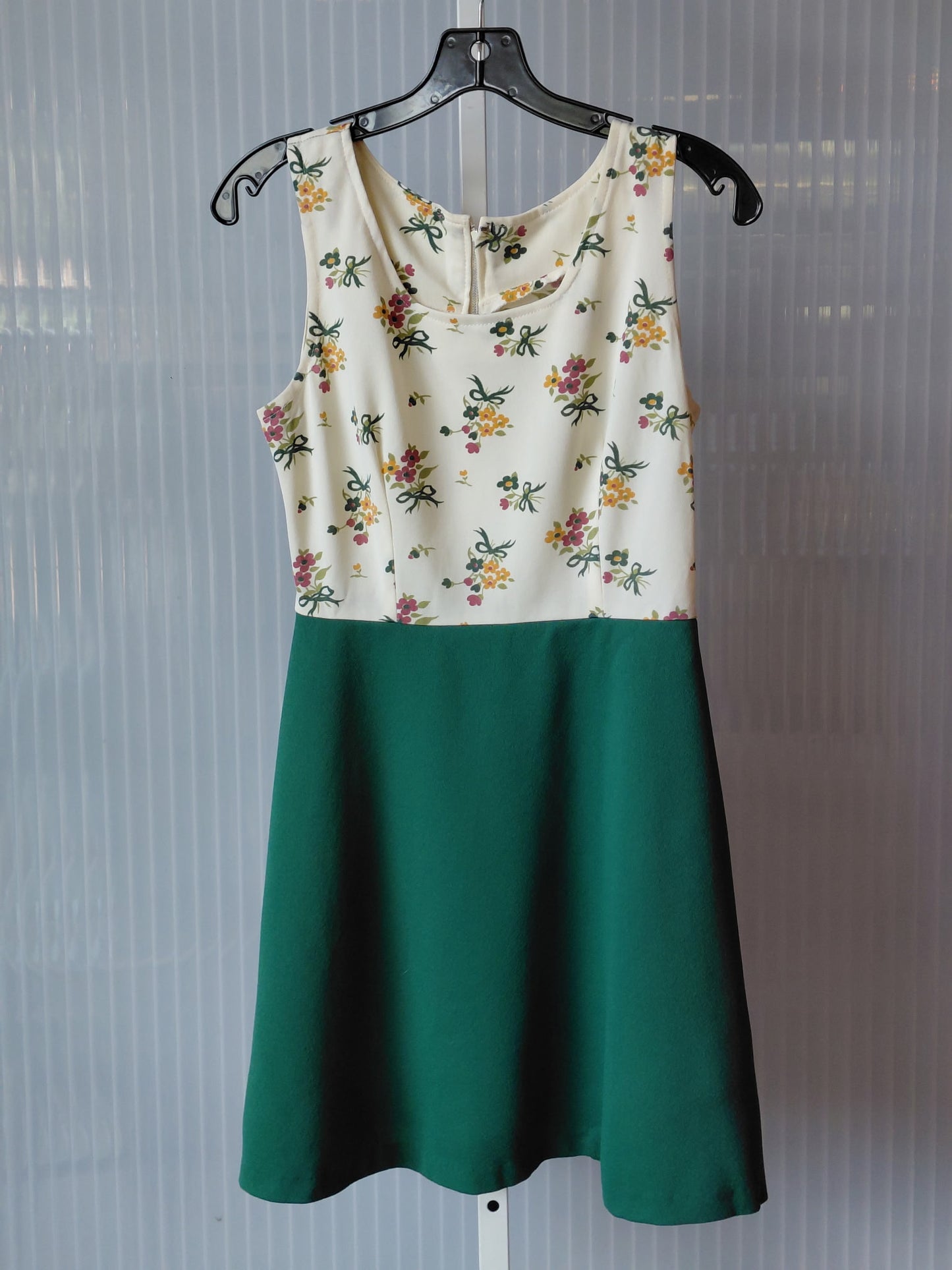 1960s Green & Cream Floral Dress & Tie-Front Bolero Set