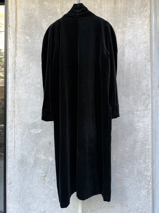 1980s Black Velvet Overcoat