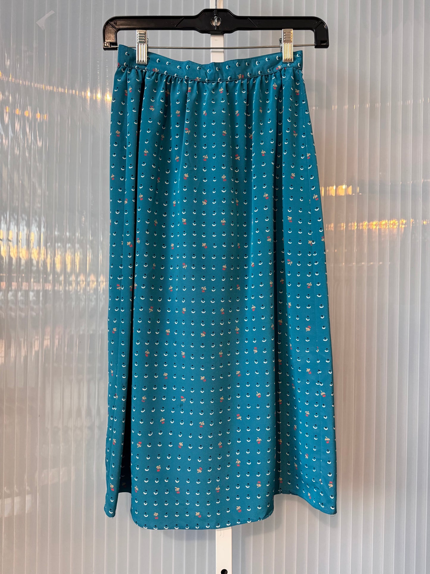 1980s Teal Patterned Skirt & Top Set