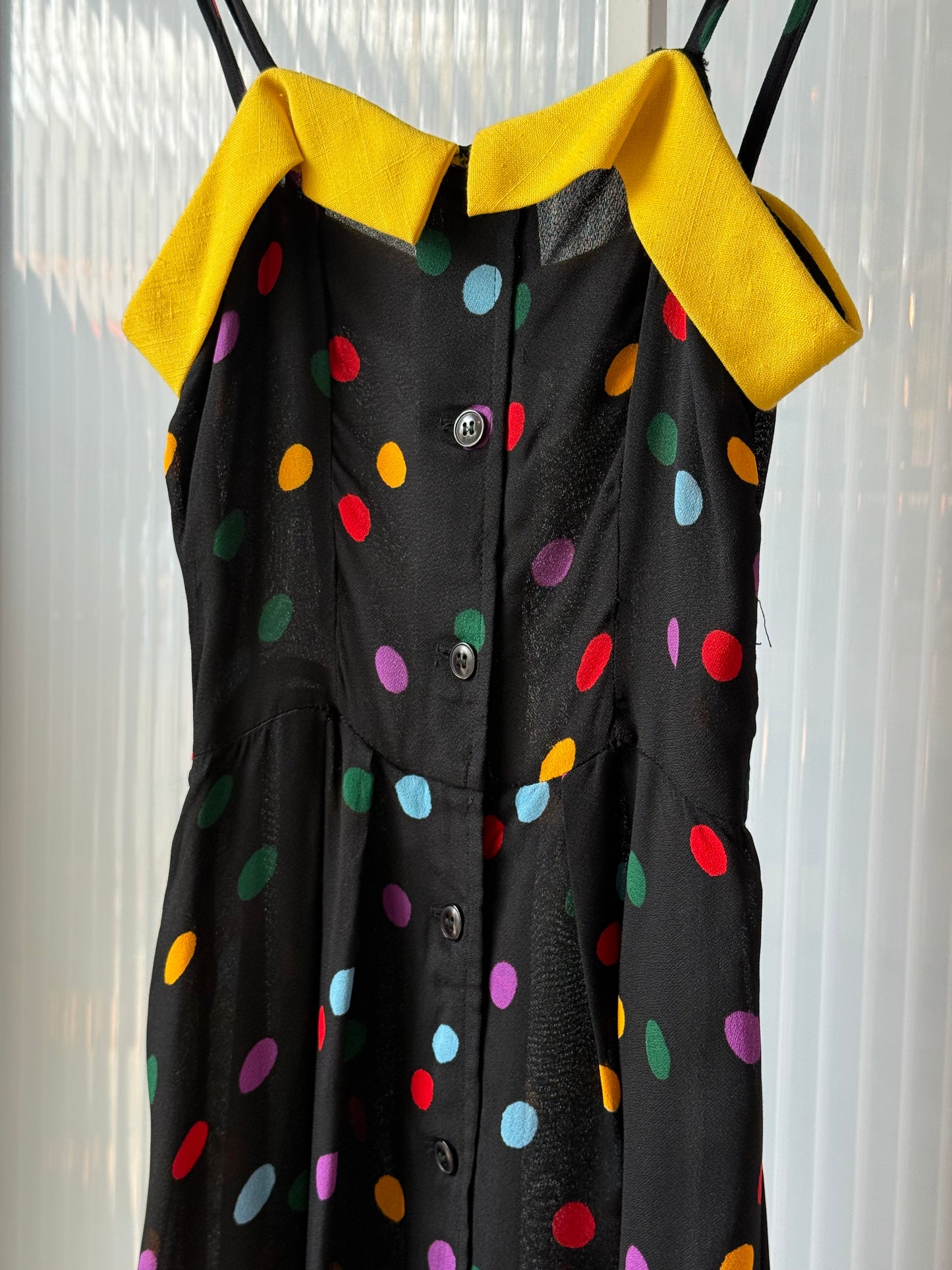 1980s Miss D Oscar De La Renta Sheer Polka Dot Dress