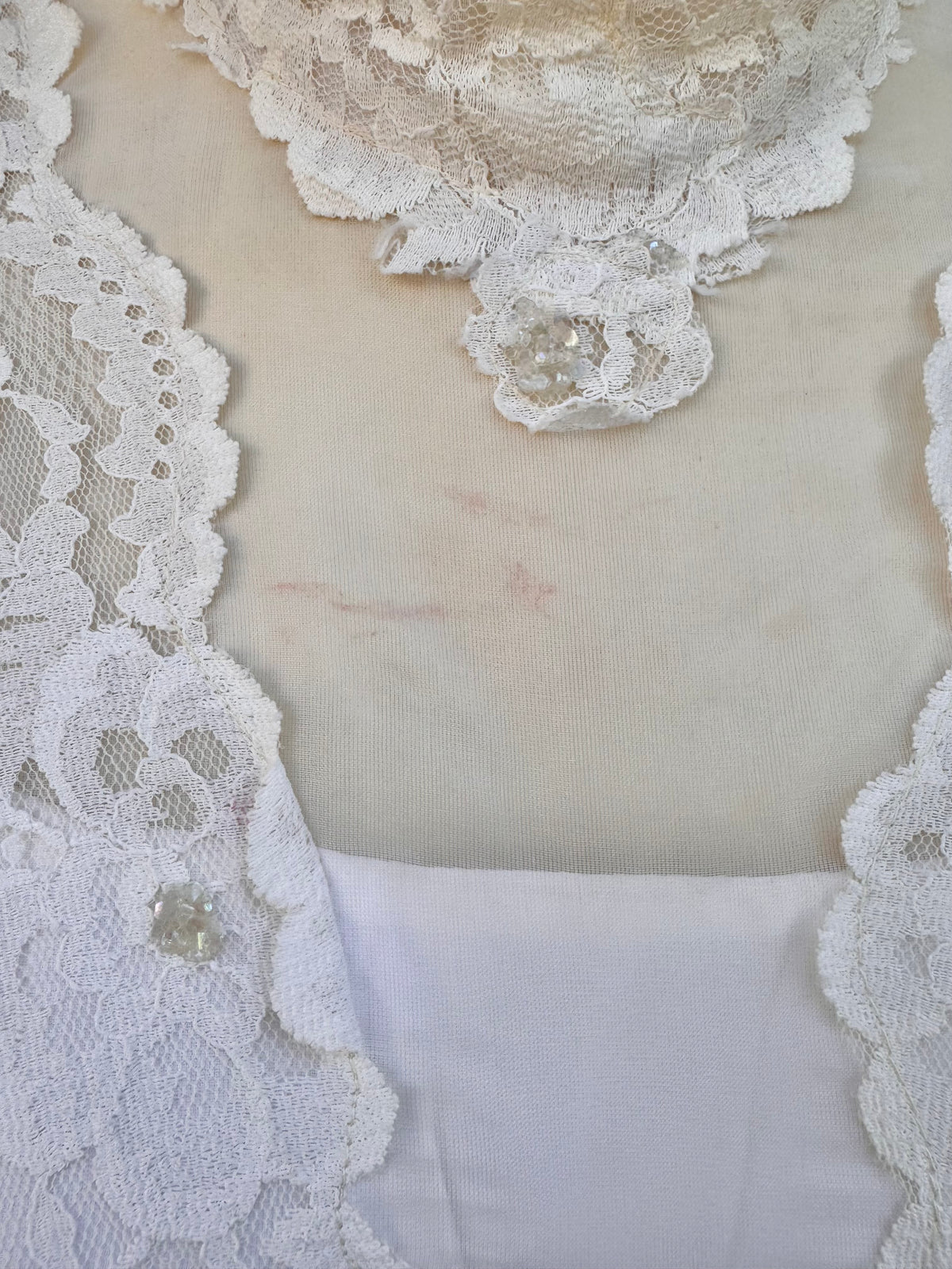 1970s White Organza Empire-Waist Wedding Dress