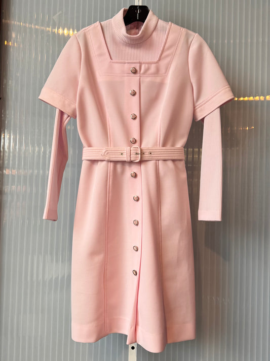 1970s Baby Pink Mod Style Dress