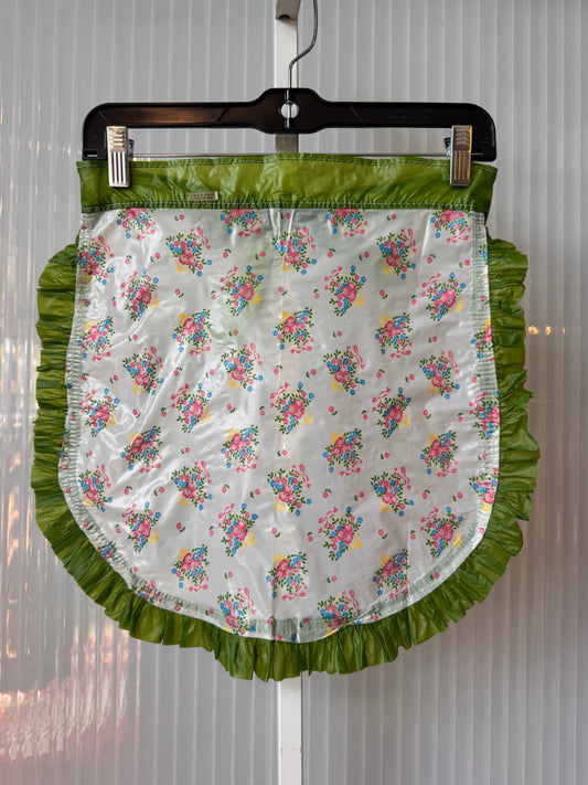 1960s Pink & Green Floral Plastic Apron